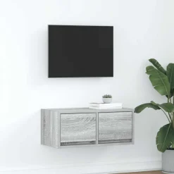 Tv-Meubels*vidaXL TV-meubel 60x31x25,5 cm bewerkt hout eikenkleurig Grijs sonoma