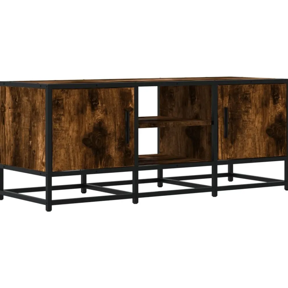 Tv-Meubels*vidaXL Tv-meubel 100x35x41 cm bewerkt hout metaal kleurig Gerookt eiken