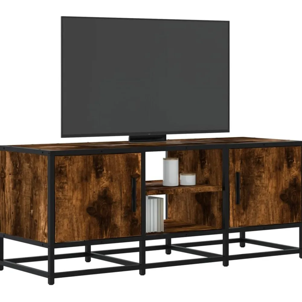 Tv-Meubels*vidaXL Tv-meubel 100x35x41 cm bewerkt hout metaal kleurig Gerookt eiken