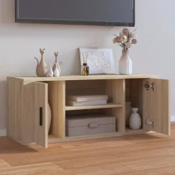 Tv-meubel 100x35x40 cm bewerkt hout kleurig><noscript><img width=