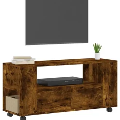 Tv-Meubels*vidaXL Tv-meubel 102x34,5x43 cm bewerkt hout kleurig Gerookt eiken
