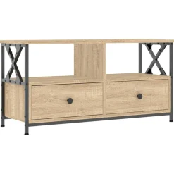 Tv-Meubels*vidaXL Tv-meubel 90x33x45 cm bewerkt hout en ijzer sonoma eikenkleur
