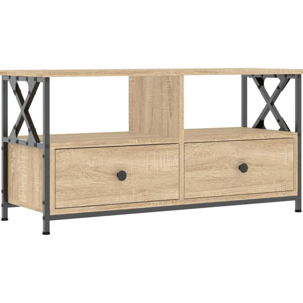 Tv-Meubels*vidaXL Tv-meubel 90x33x45 cm bewerkt hout en ijzer sonoma eikenkleur