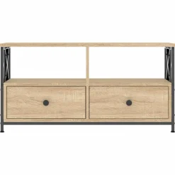 Tv-Meubels*vidaXL Tv-meubel 90x33x45 cm bewerkt hout en ijzer sonoma eikenkleur