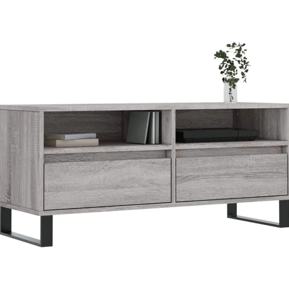 Tv-Meubels*vidaXL Tv-meubel 100x34,5x44,5 cm bewerkt hout eikenkleur Grijs sonoma