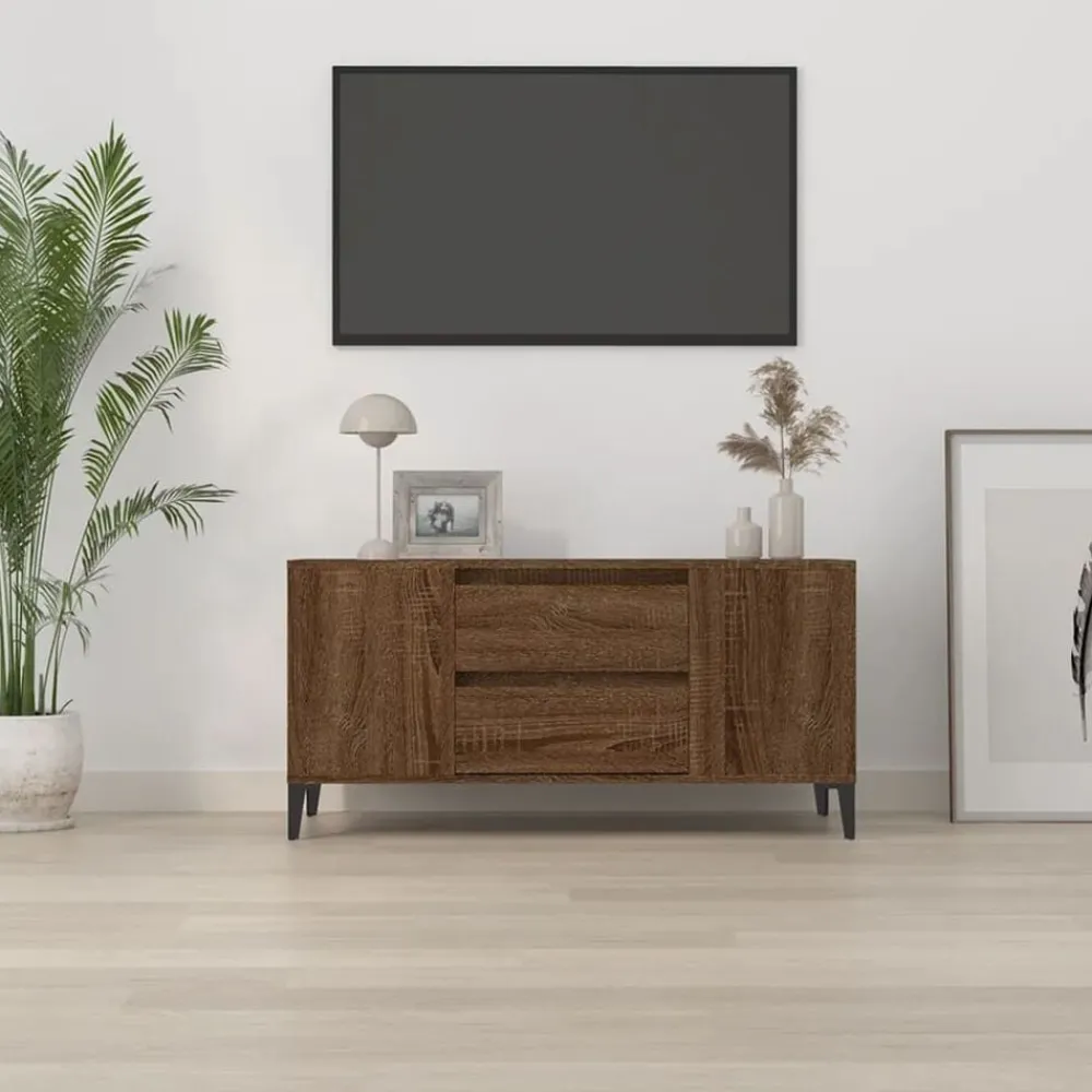 Tv-Meubels*vidaXL Tv-meubel 102x44,5x50 cm bewerkt hout bruin eikenkleur