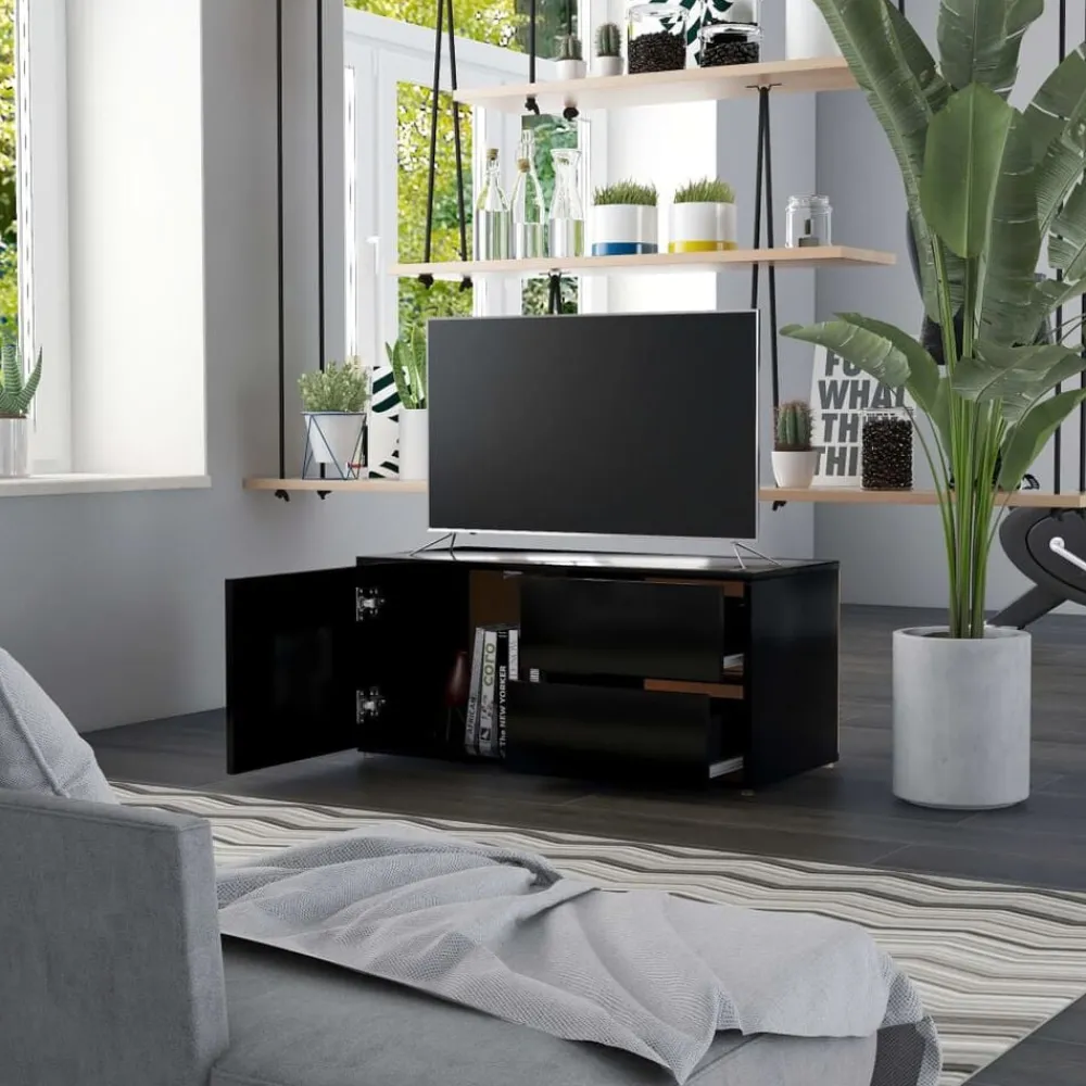 Tv-Meubels*vidaXL Tv-meubel 80x34x36 cm bewerkt hout Zwart