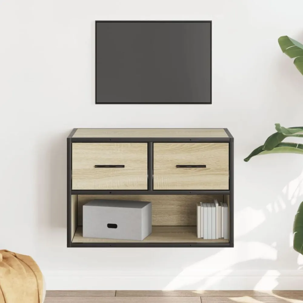 Tv-Meubels*vidaXL Tv-meubel 60x31x39,5 cm bewerkt hout metaal kleurig Sonoma eiken