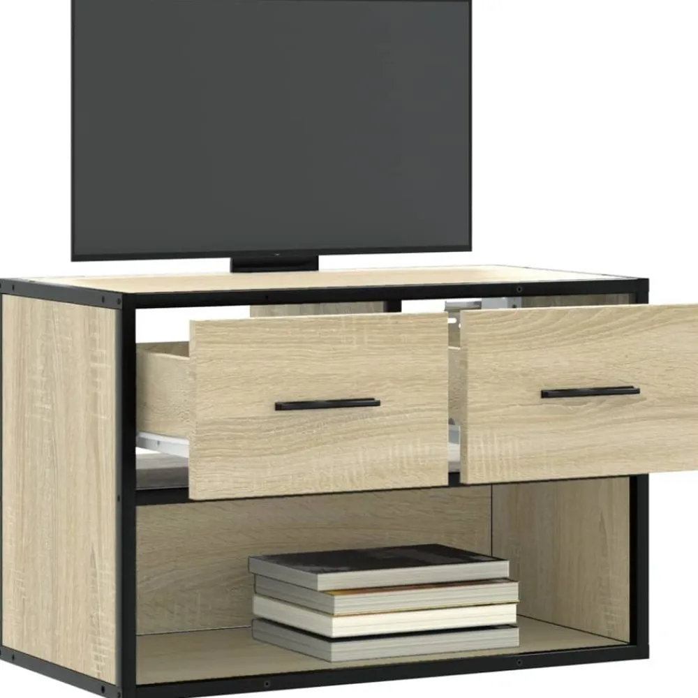 Tv-Meubels*vidaXL Tv-meubel 60x31x39,5 cm bewerkt hout metaal kleurig Sonoma eiken