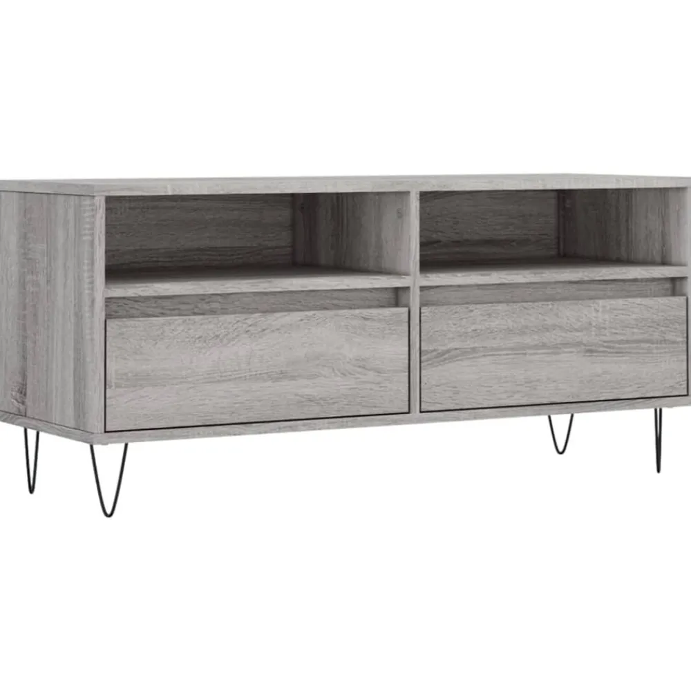Tv-Meubels*vidaXL Tv-meubel 100x34,5x44,5 cm bewerkt hout eikenkleur Grijs sonoma