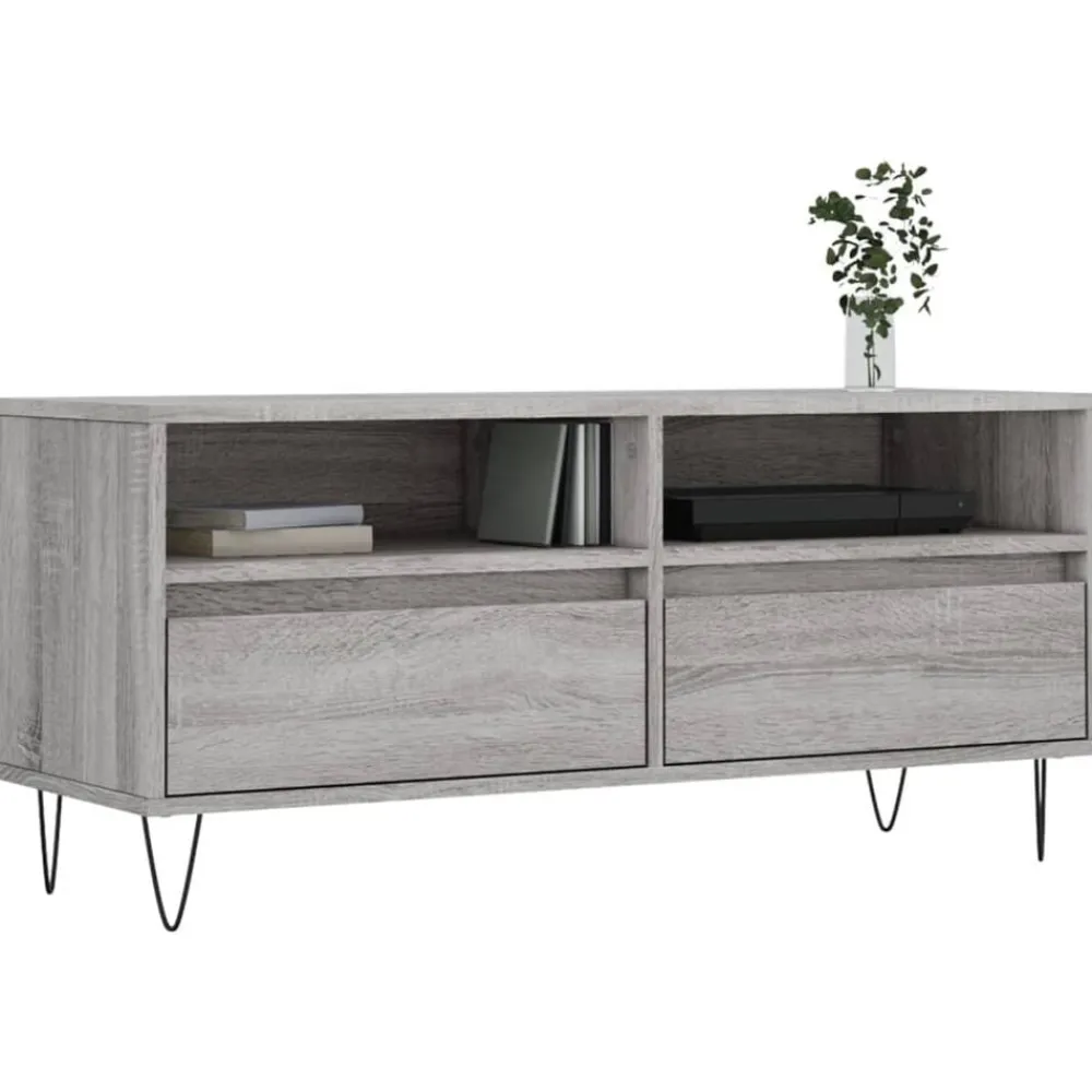 Tv-Meubels*vidaXL Tv-meubel 100x34,5x44,5 cm bewerkt hout eikenkleur Grijs sonoma