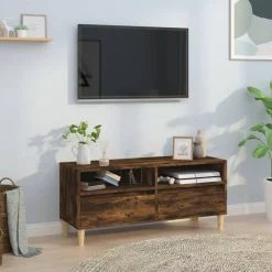 Tv-Meubels*vidaXL Tv-meubel 100x34,5x44,5 cm bewerkt hout kleurig Gerookt eiken