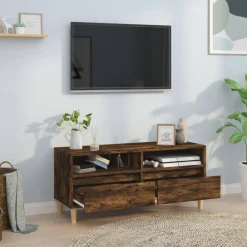 Tv-Meubels*vidaXL Tv-meubel 100x34,5x44,5 cm bewerkt hout kleurig Gerookt eiken