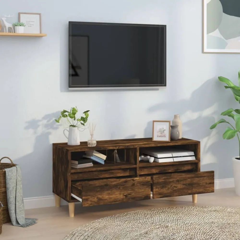 Tv-Meubels*vidaXL Tv-meubel 100x34,5x44,5 cm bewerkt hout kleurig Gerookt eiken