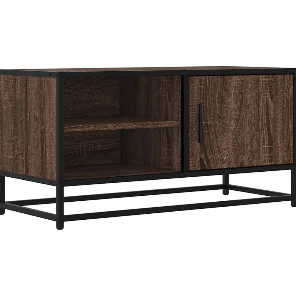 Tv-Meubels*vidaXL Tv-meubel 80x34,5x40 cm bewerkt hout metaal bruin eikenkleur