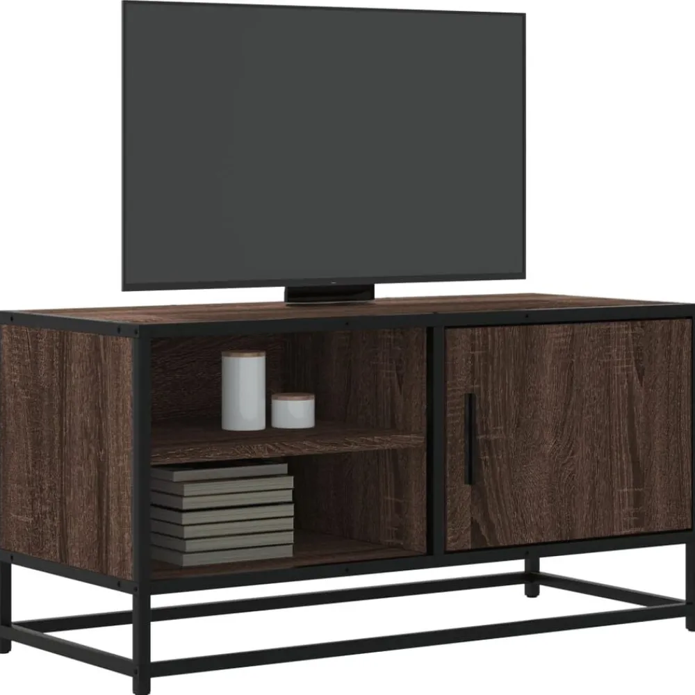 Tv-Meubels*vidaXL Tv-meubel 80x34,5x40 cm bewerkt hout metaal bruin eikenkleur
