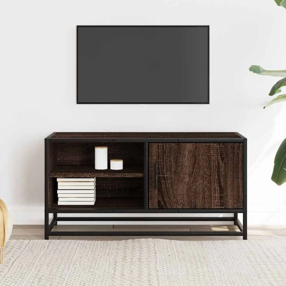 Tv-Meubels*vidaXL Tv-meubel 80x34,5x40 cm bewerkt hout metaal bruin eikenkleur