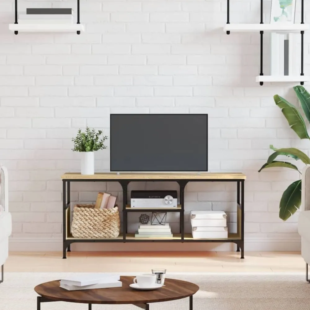 Tv-Meubels*vidaXL Tv-meubel 100x33x45 cm bewerkt hout en ijzer kleur Sonoma eiken