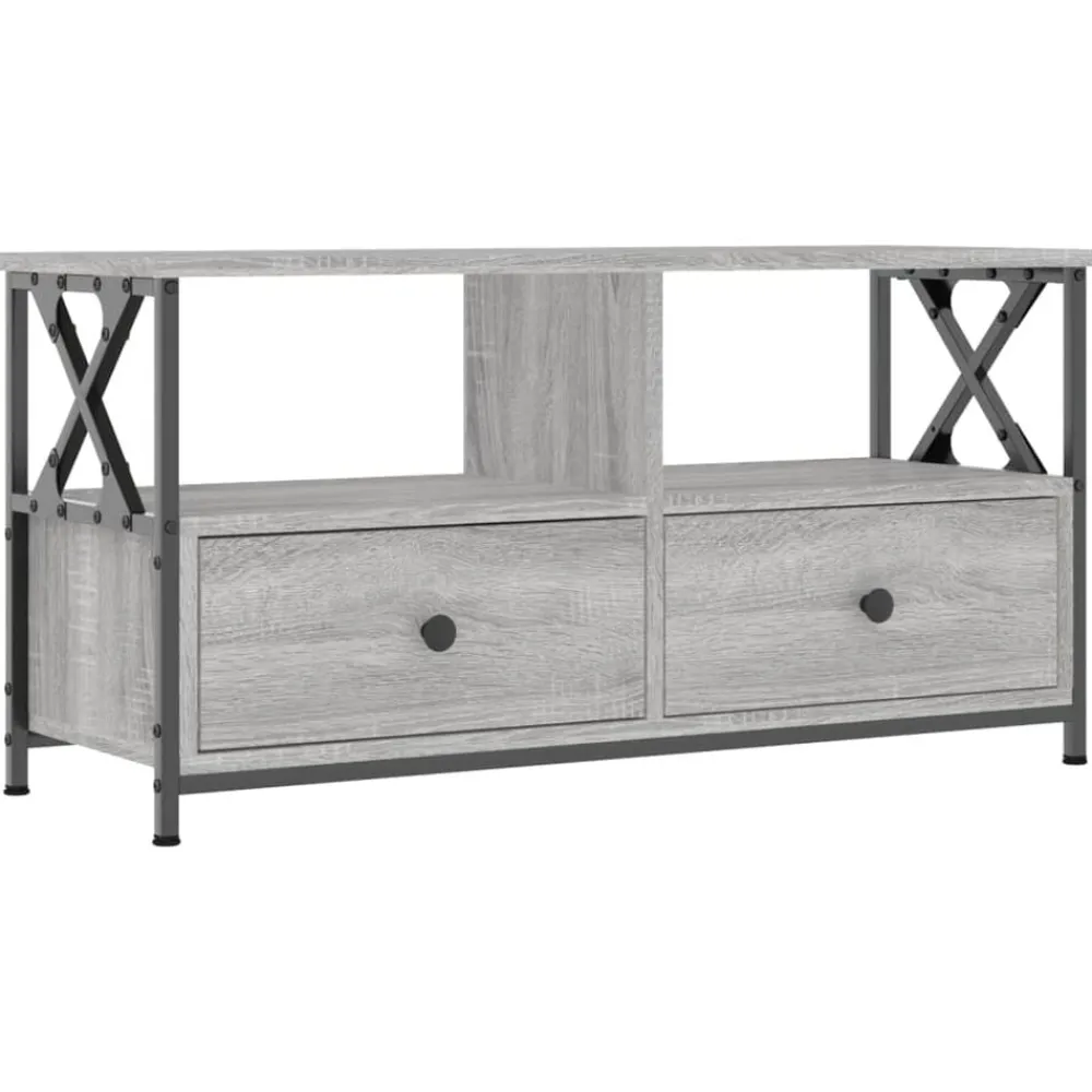 Tv-Meubels*vidaXL Tv-meubel 90x33x45 cm bewerkt hout eikenkleurig Grijs sonoma