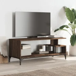 Tv-Meubels*vidaXL Tv-meubel 102x40x41 cm hout en gepoedercoat staal bruineiken bruin eikenkleur