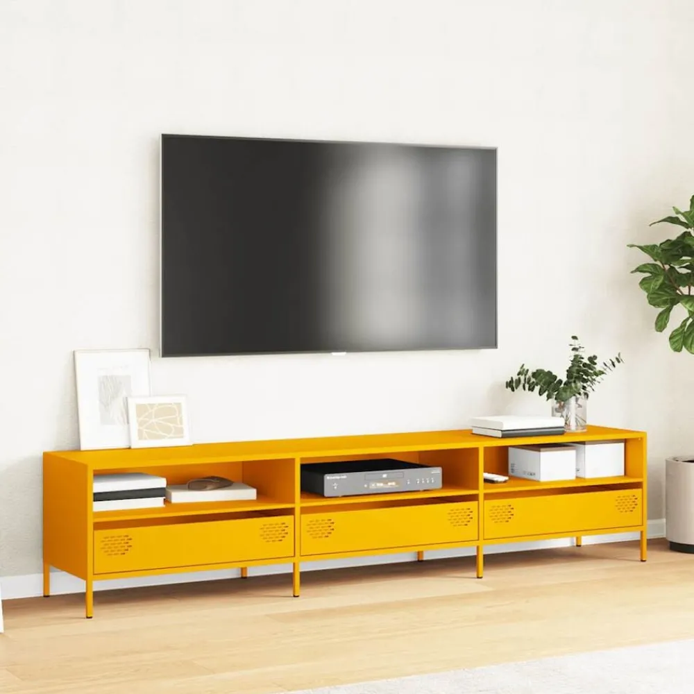 Tv-meubel 202x39x43,5 cm koudgewalst staal>vidaXL