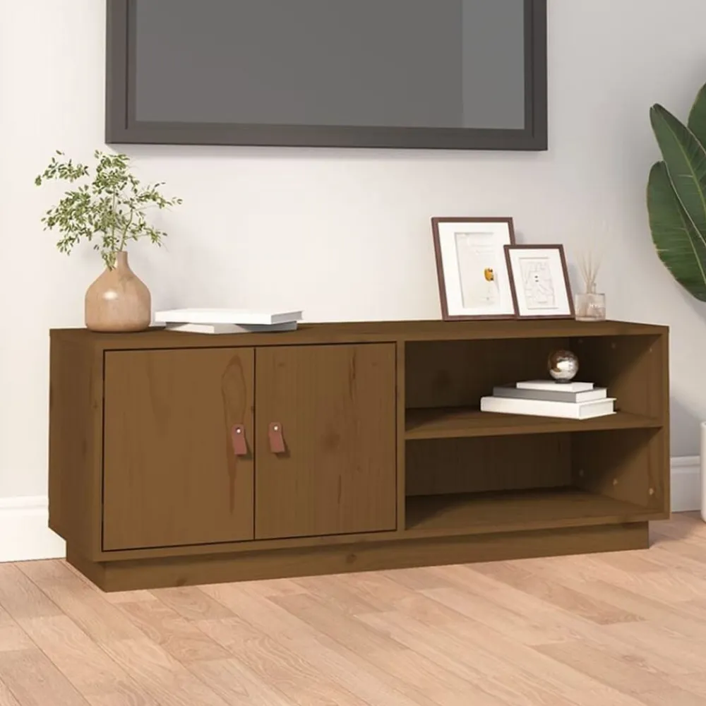 Tv-Meubels*vidaXL Tv-meubel 105x34x40 cm massief grenenhout Honingbruin
