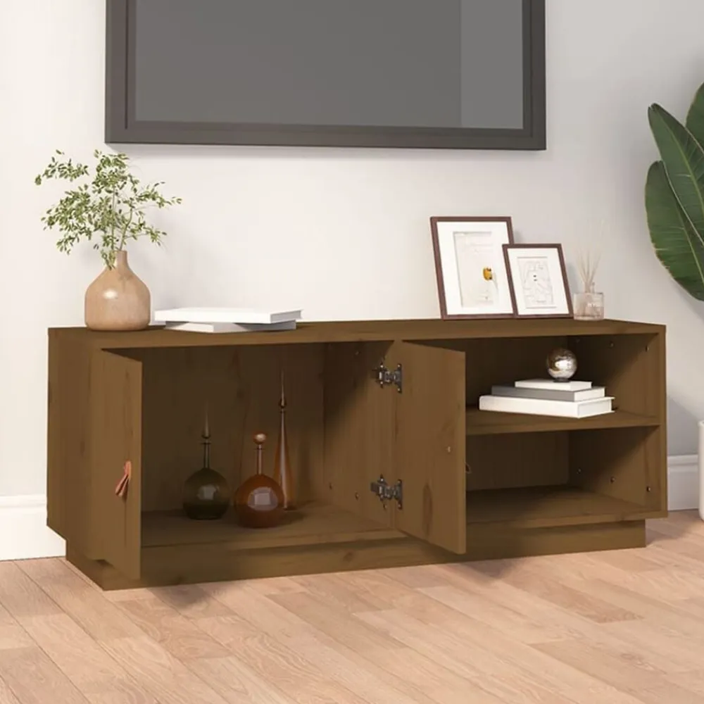 Tv-Meubels*vidaXL Tv-meubel 105x34x40 cm massief grenenhout Honingbruin