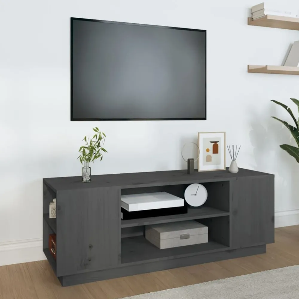 Tv-Meubels*vidaXL Tv-meubel 110x35x40,5 cm massief grenenhout Grijs