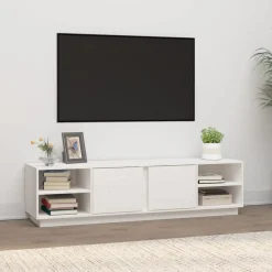 Tv-Meubels*vidaXL Tv-meubel 156x40x40 cm massief grenenhout Wit