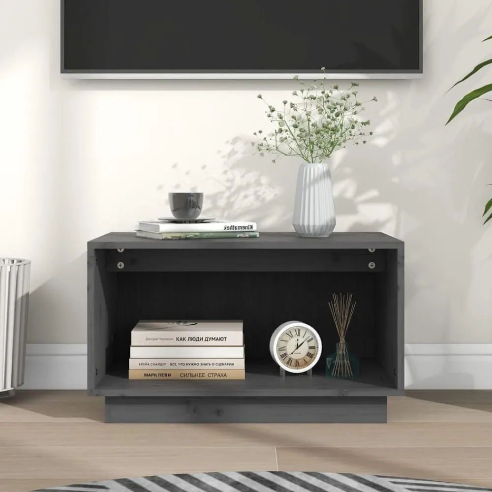 Tv-Meubels*vidaXL Tv-meubel 60x35x35 cm massief grenenhout Grijs