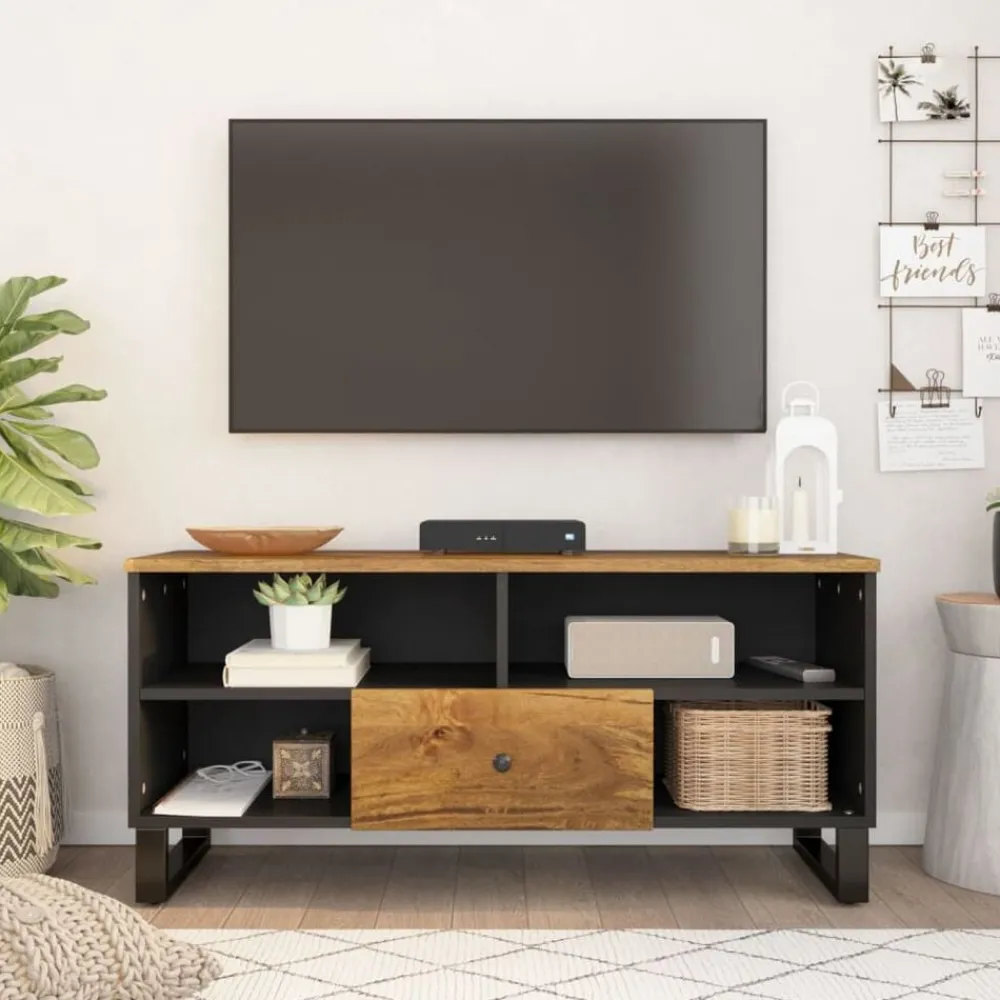 Tv-Meubels*vidaXL Tv-meubel 100x33x46 cm massief mangohout en bewerkt hout Honingbruin