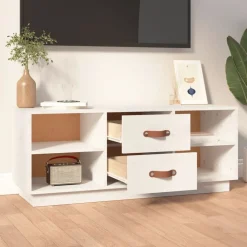 Tv-Meubels*vidaXL Tv-meubel 100x34x40 cm massief grenenhout Wit