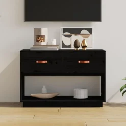 Tv-Meubels*vidaXL Tv-meubel 90x40x60 cm massief grenenhout Zwart