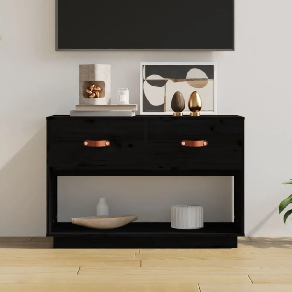 Tv-Meubels*vidaXL Tv-meubel 90x40x60 cm massief grenenhout Zwart
