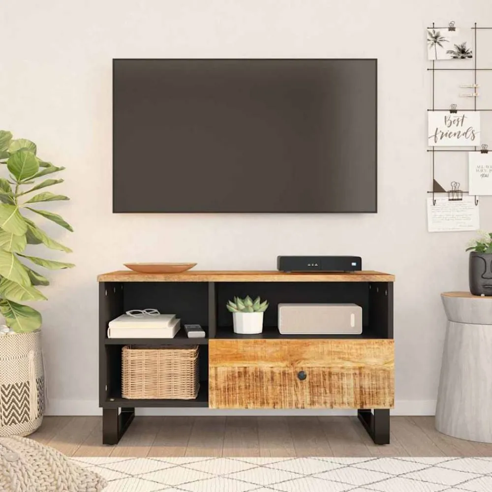 Tv-meubel 80x33x46 cm massief mangohout en bewerkt hout>vidaXL Best