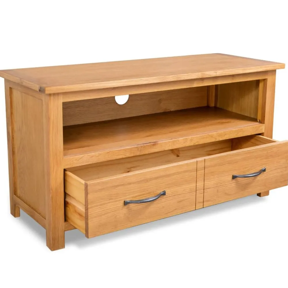 Tv-meubel 90x35x48 cm massief eikenhout>vidaXL New