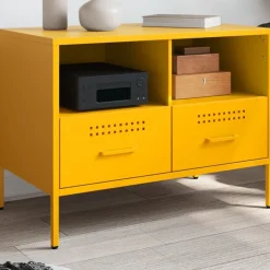 Tv-meubel 68x39x50,5 cm staal mosterd>vidaXL New
