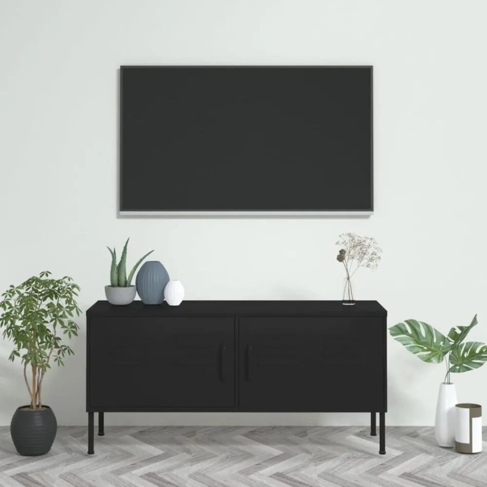 Tv-Meubels*vidaXL Tv-meubel 105x35x50 cm staal Zwart