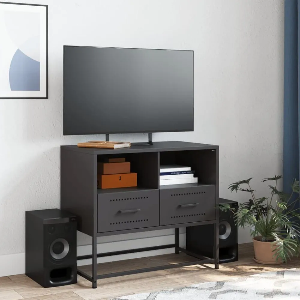 Tv-Meubels*vidaXL Tv-meubel 68x39x60,5 cm staal Zwart