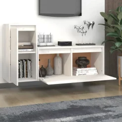 Tv-Meubels*vidaXL Tv-meubelen 2 st massief grenenhout Wit