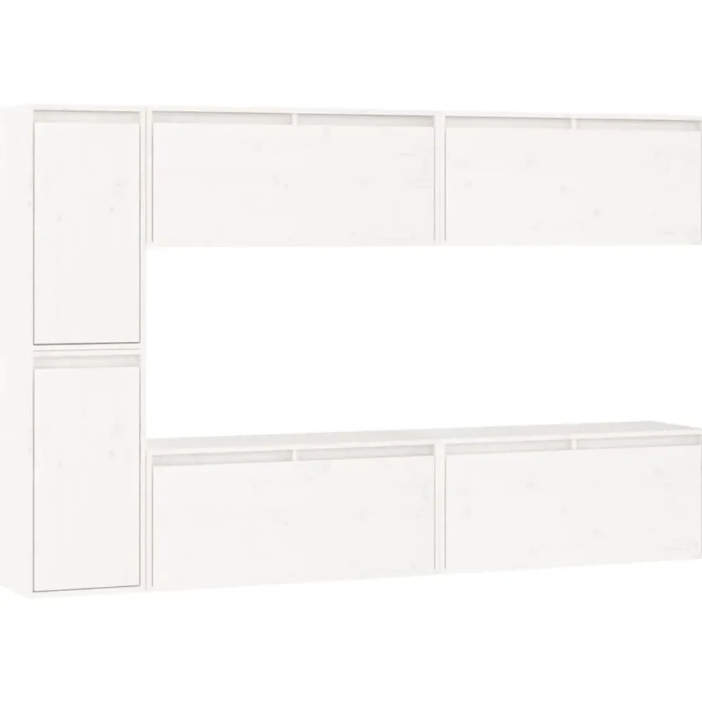 Tv-Meubels*vidaXL Tv-meubelen 6 st massief grenenhout Wit