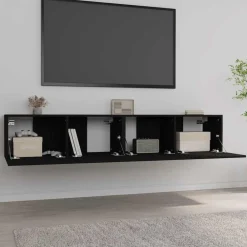 Tv-Meubels*vidaXL Tv-meubelen 2 st 80x30x30 cm bewerkt hout Zwart