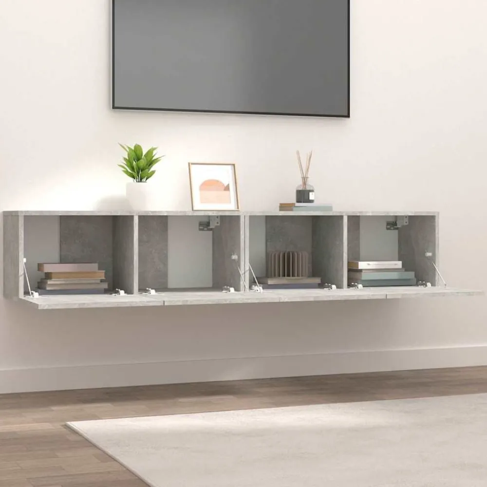 Tv-Meubels*vidaXL Tv-meubels 2 st 80x30x30 cm bewerkt hout Betongrijs
