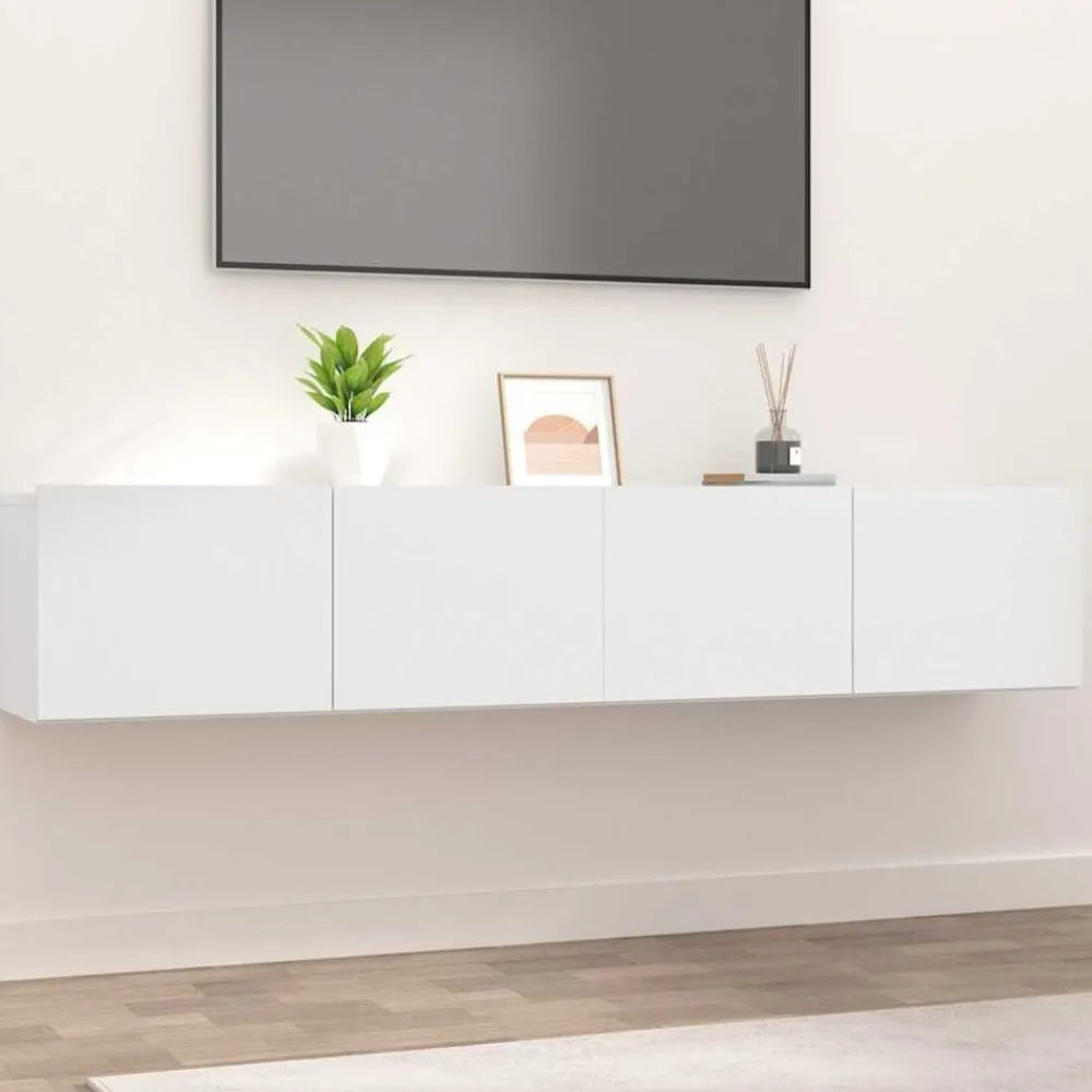 Tv-Meubels*vidaXL Tv-meubels 2 st 80x30x30 cm bewerkt hout Wit
