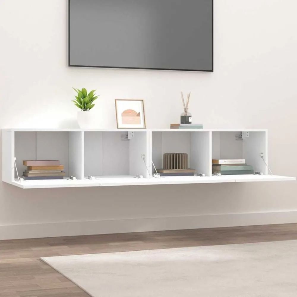 Tv-Meubels*vidaXL Tv-meubels 2 st 80x30x30 cm bewerkt hout Wit