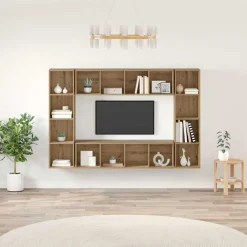Tv-meubelset 4 pcs Bruin 37 x 37 x 142,5 cm Bewerkt hout>vidaXL Online