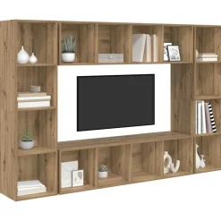 Tv-meubelset 4 pcs Bruin 37 x 37 x 142,5 cm Bewerkt hout><noscript><img width=