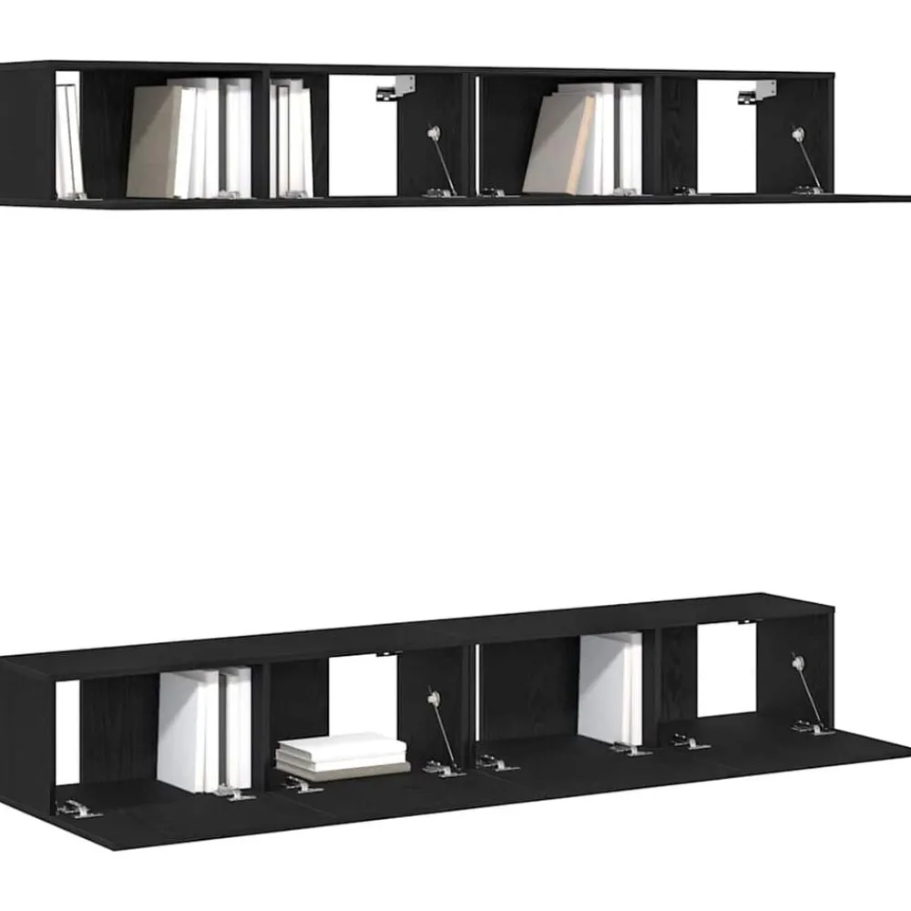 Tv-Meubels*vidaXL Tv-meubelset 4 pcs 100 x 30 x 30 cm Bewerkt hout Zwart eiken
