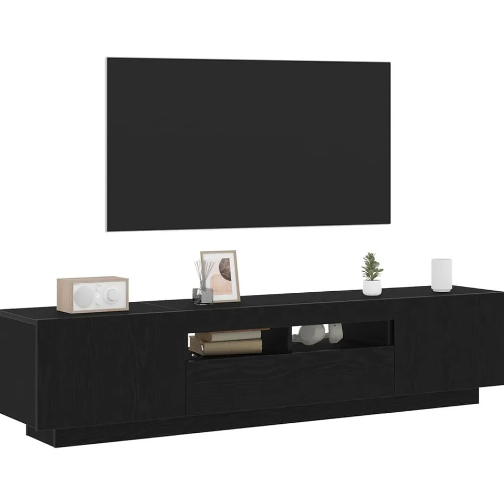 Tv-meubelset 2 pcs Zwart 180 x 35 x 40 cm Bewerkt hout>vidaXL Sale
