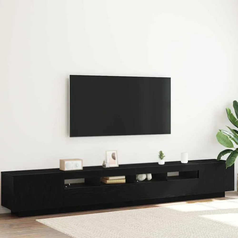 Tv-Meubels*vidaXL Tv-meubelset 3 pcs Zwart 260 x 35 x 40 cm Bewerkt hout Zwart eiken